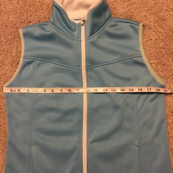 Retro Ice Blue Poly-Flex High Collar Zip Up Vest - Picture 14 of 16